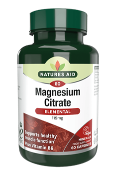 Natures Aid Magnesium Citrate Elemental 119 mg 60 Capsules Vegan Friendly