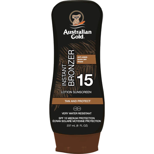 Australian Gold SPF 15 Instant Bronzer Lotion Water Resistant 237ml