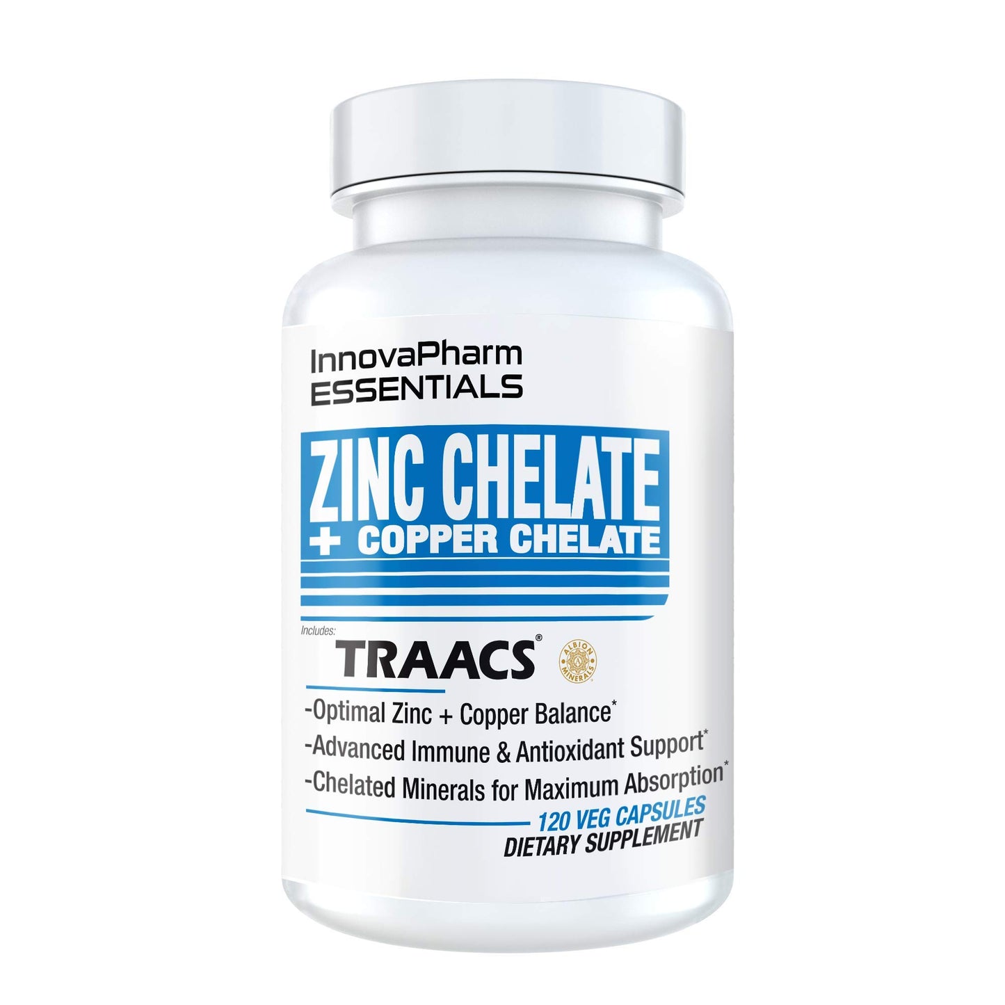 InnovaPharm Essentials Zinc Chelate + Copper Chelate 120 Veg Capsules