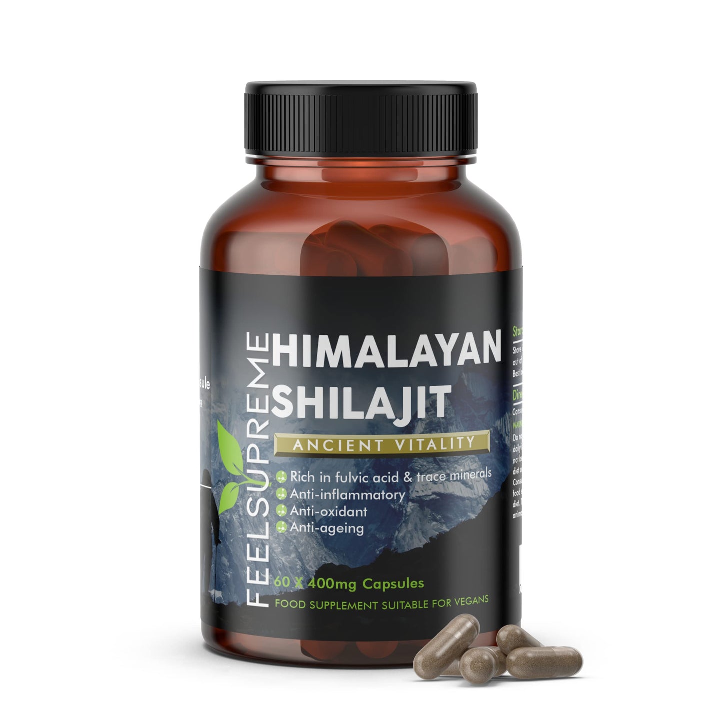 FEEL SUPREME Himalayan Shilajit Vegan Friendly 60 Capsules