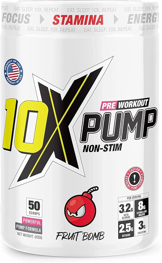 10X Athletic Pump Non Stim Pre - Workout 600g