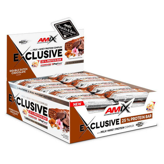 Amix Exclusive 25%  Protein Bar Box 24 x 40g Double Dutch Chocolate