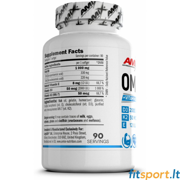 AMIX NUTRITION Omega 3 D3, K3 + E 90 softgels
