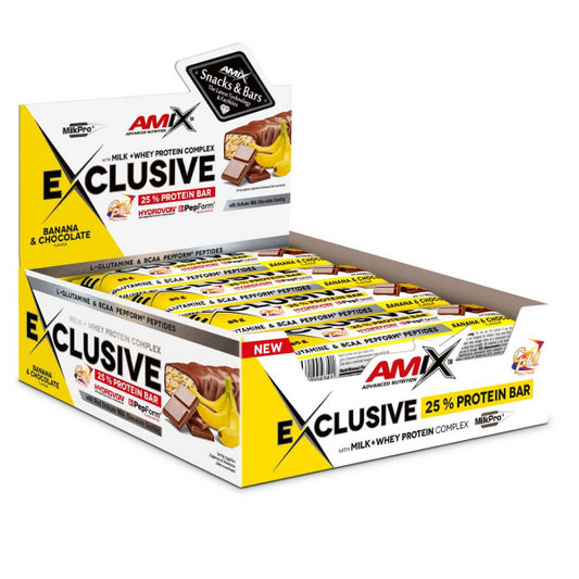 Amix Exclusive Protein Bar Box 12 x 85g Banana Chocolate