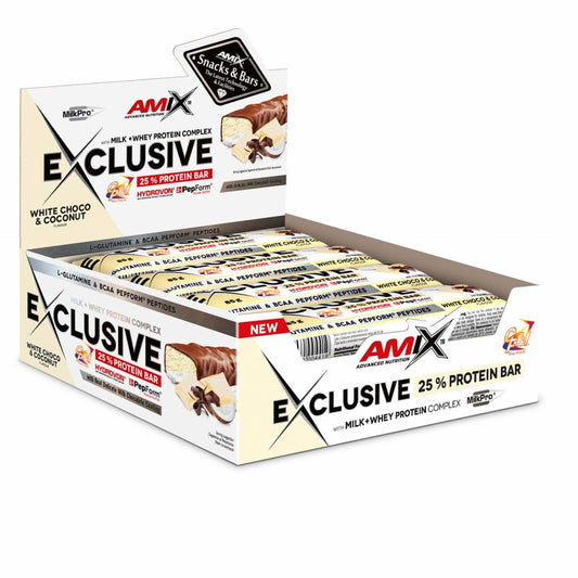 Amix Exclusive  25% Protein Bar Box 12 x 85g White Chocolate + Coconut