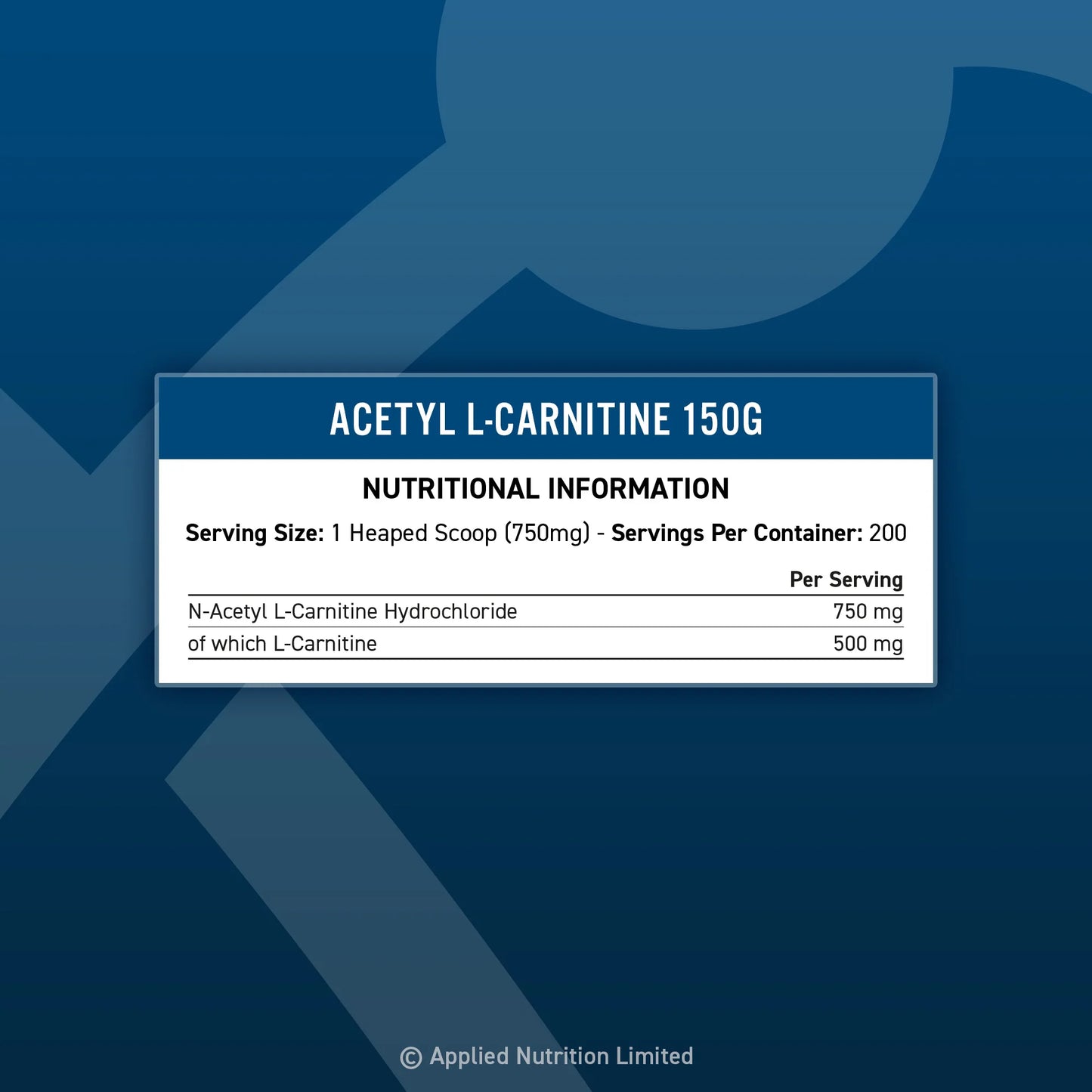 APPLIED NUTRITION Acetyl L - Carnitine 150g