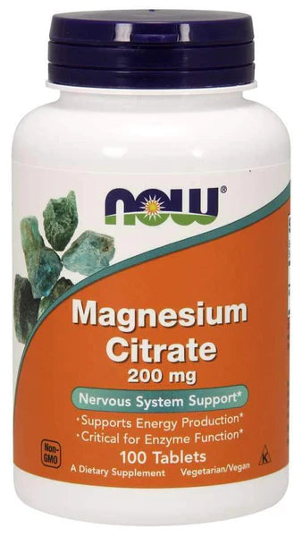 NOW FOODS Magnesium Citrate 200mg 100 Vehe Tablets