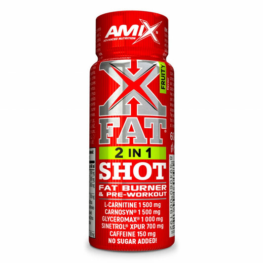 AMIX NUTRITION X FAT 2 in 1 Shot Fat Burner Pere-Workout 60ml Fuity Flavour