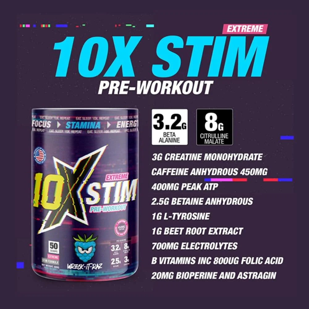 10X Athletic Extreme Stim Pre - Workout 600g