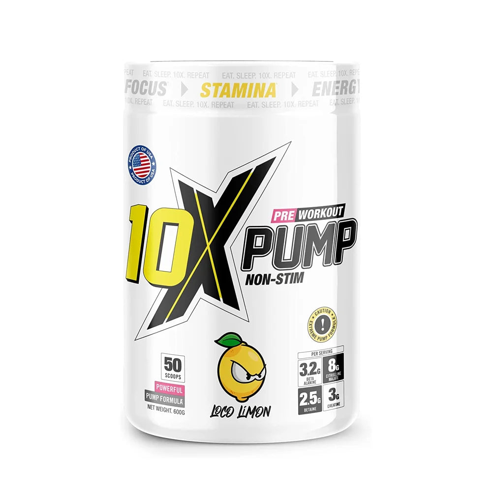 10X Athletic Pump Non Stim Pre - Workout 600g