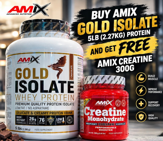 💪 Amix Gold Whey Protein Isolate 5lb – Premium Fast-Absorbing Protein Powder + 300g Amix Creatine Monohydrate FREE