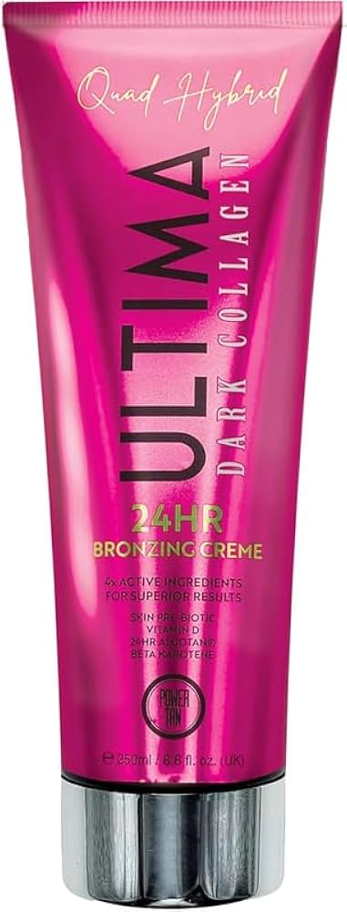 Power Tan Quad Hybrid Ultima Dark Collagen Tanning Cream 24HR Bronzer 250ml