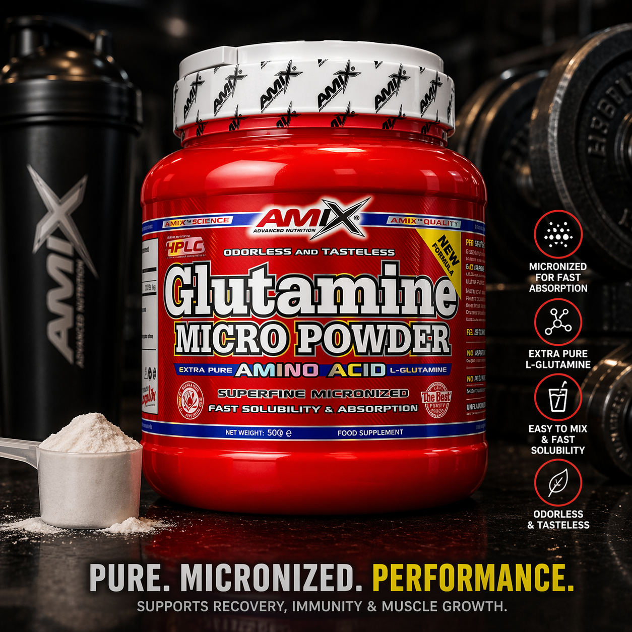amix glutamine micro powder TROPICANA