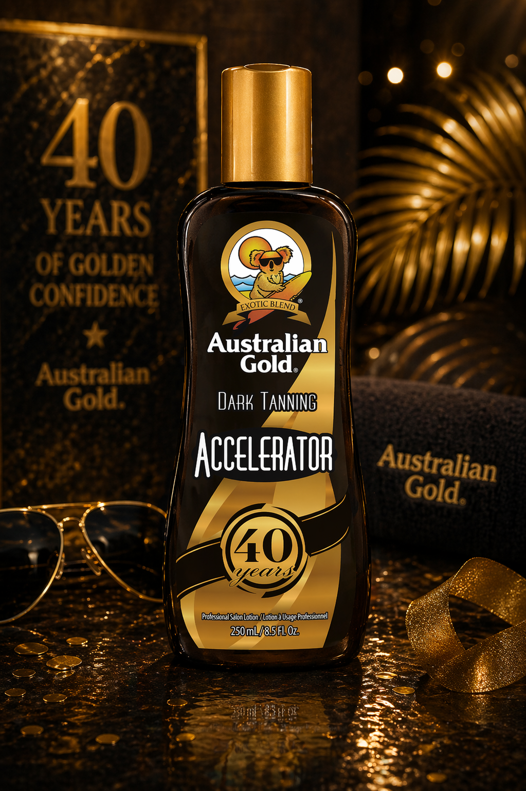 australian gold dark tanning accelerator bottle 40th TROPICANA