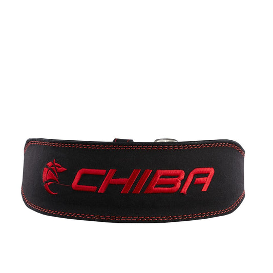 CHIBA Leather Belt 40810 Black / Red size Large