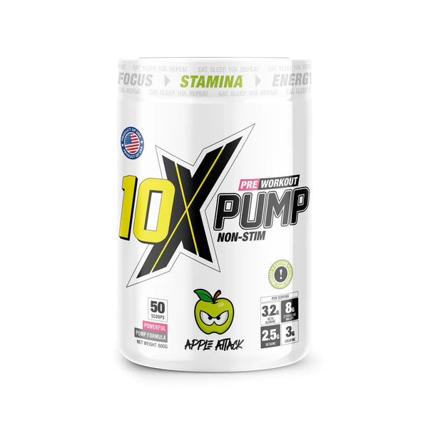 10X Athletic Pump Non Stim Pre - Workout 600g